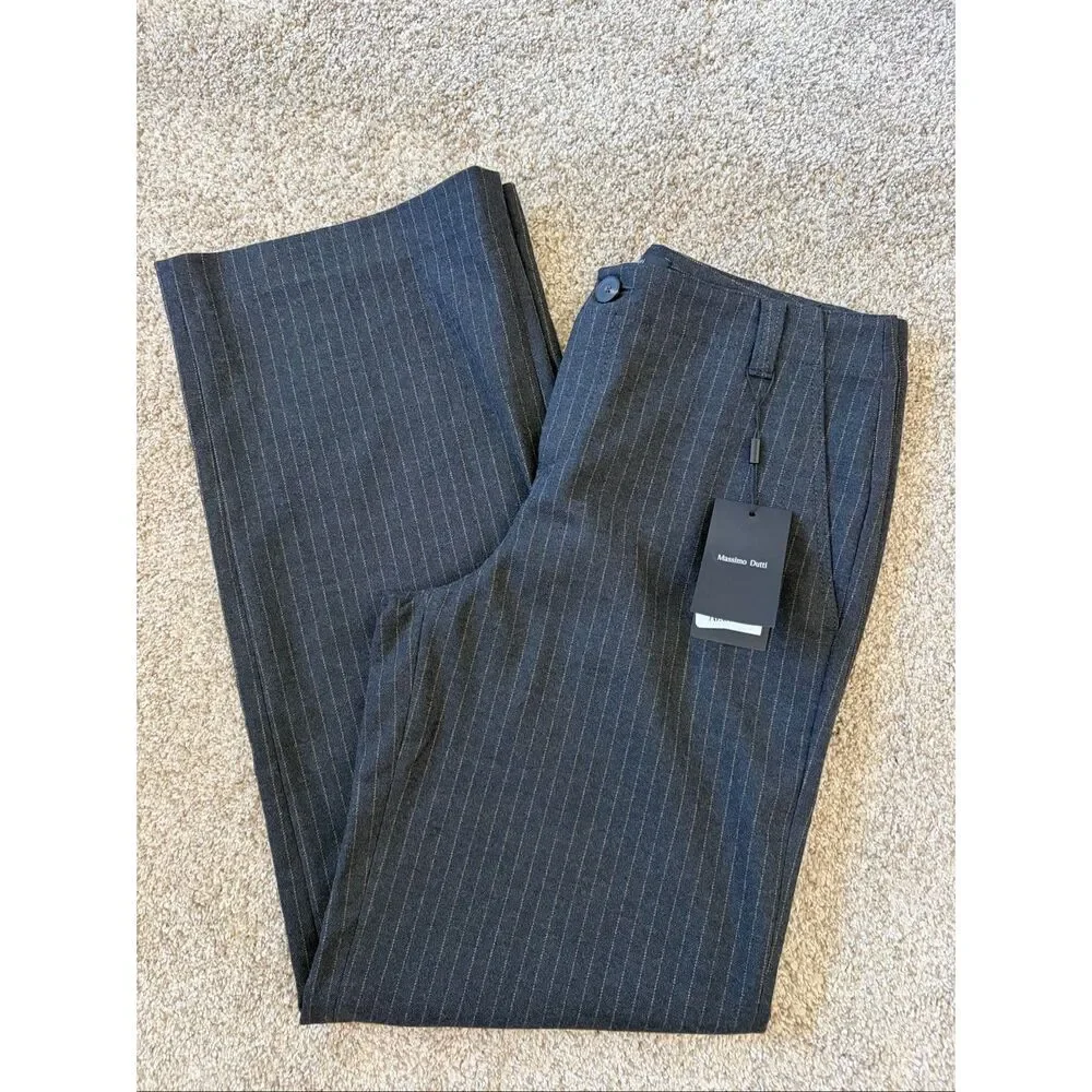Massimo Dutti Pinstripe Wool Blend Tailored Trousers Gray EU 38 US 6 NWT - Picture 11 of 12